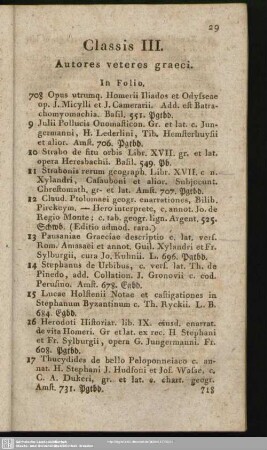 Classis III. Autores veteres graeci