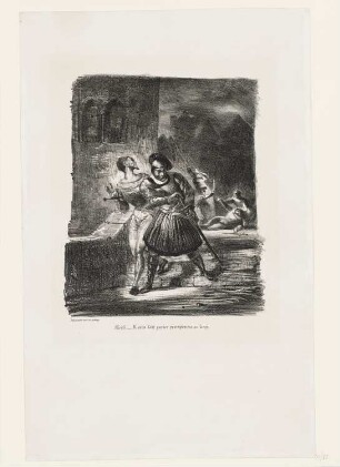Mephistopheles und Faust fliehen nach dem Duell, aus: "Faust, Illustrationen zur Tragödie"