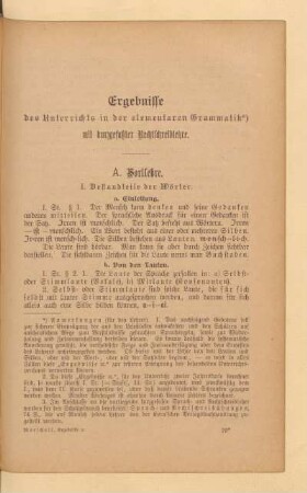 Ergebnisse des Unterrichts in der elementaren Grammatik