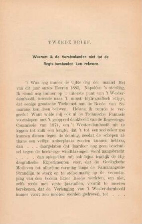 Tweede brief. Waarom ik de vorstenlanden niet tot de regts-toestanden kon rekenen