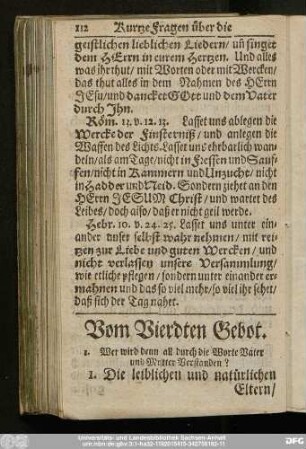 Vom Vierdten Gebot.