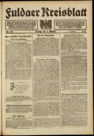 Ausgabe vom Freitag, den 04. Oktober 1918.