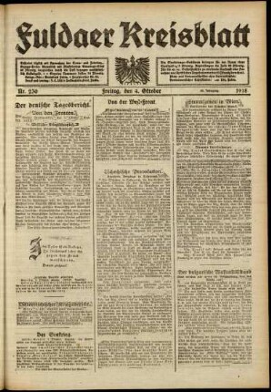 Ausgabe vom Freitag, den 04. Oktober 1918.