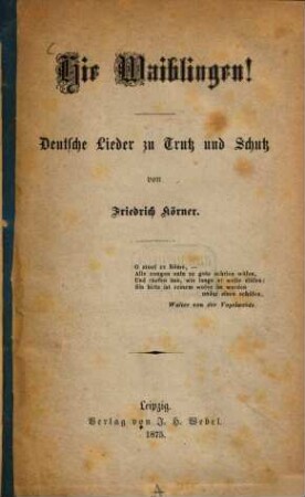Hie Waiblingen! : Deutsche Lieder zu Trutz und Schutz