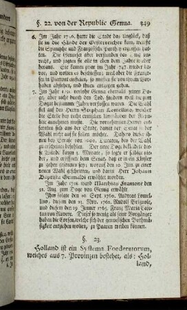 §. 23. von der Republic Holland. - §. 24. von Kirchen-Sachen.