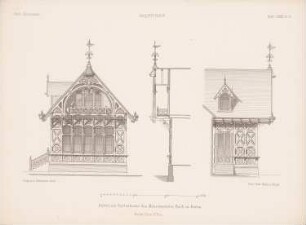 Anbau am Gartenhaus des Maurermeister Koch, Berlin: Grundrisse, Ansichten, Fassadenschnitt (aus: Architektonisches Skizzenbuch, H.123/6, 1873)