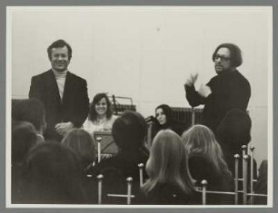 Siegfried Matthus und Reiner Bredemeyer : Portrait der Komponisten Siegfried Matthus und Reiner Bredemeyer in der Komischen Oper Berlin