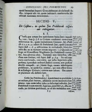 Sectio V. De Casibus, in quibus Jus Prohibendi cessat, aut extinguitur.