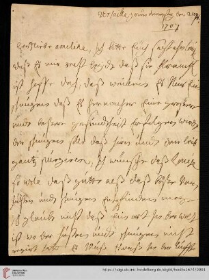 Elisabeth Charlotte (Liselotte) von der Pfalz - Briefe: Brief von Elisabeth Charlotte (Liselotte) von der Pfalz, Herzogin von Orléans, an Amelie Elisabeth Raugräfin zu Pfalz