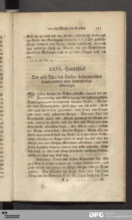 XXVI. Hauptstück. Der erste Theil des fünften bellarminischen Hauptgrundes wird sonderheitlich widerleget.