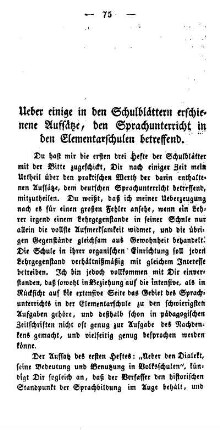 Ueber einige in den Schulblättern erschienene Aufsätze, den Sprachunterricht in den Elementarschulen betreffend