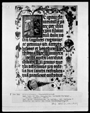 Fünfbändiges Missale von Berthold Furtmeyr — Zweiter Band — Initiale T (e igitur) mit einer Kreuztragung, Folio 17recto
