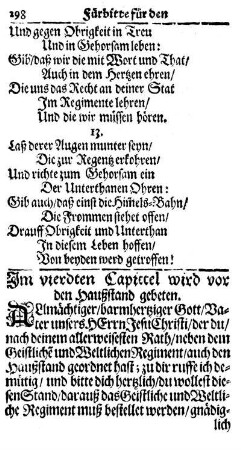 Im vierdten Capittel wird vor den Haußstand gebeten.