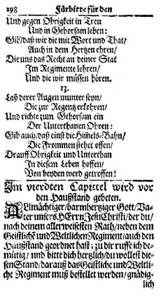 Im vierdten Capittel wird vor den Haußstand gebeten.