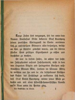 Die Geistlichen im Kotter : eine historisch-humoristische Novelle des Anton Grafen Auersperg ; kritisch beleuchtet vom Verfasser Herrenhaus-Raketen