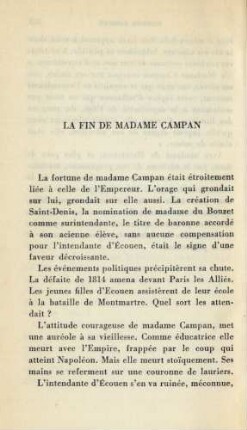 La Fin De Madame Campan