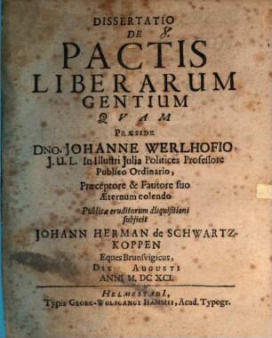 Diss. de pactis liberarum gentium