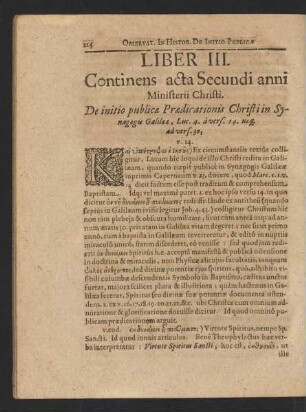 Liber III. Continens acta Secundi anni Ministerii Christi
