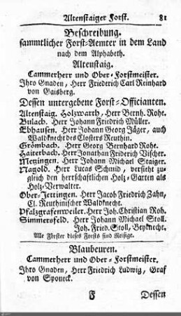 Forstämter / Bergwerke