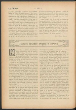 Nuestra actividad artística y literaria