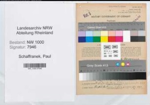 Entnazifizierung Paul Schaffranek, geb. 16.07.1890 (Referent)