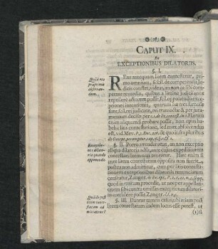 Caput IX. De Exceptionibus Dilatoriis.