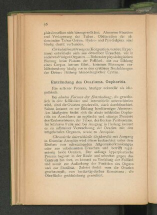 Entzündung des Ovariums, Oophoritis.