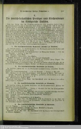 K. Die deutsch-katholischen Prediger und Kirchendiener im Königreiche Sachsen