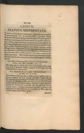 Caput IV. Statuta Universitatis.