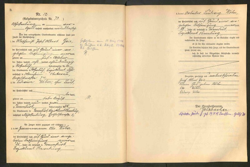 Standesamtsbuch der Stadt Aschaffenburg: Eheschließungen 252/1930 - 130/1931
