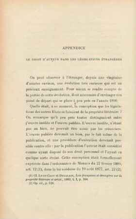 Appendice. Le droit d'auteur dans les législations étrangères