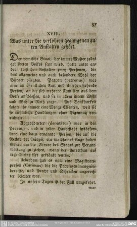XVIII. Was unter die verlohren gegangenen guten Anstalten gehört