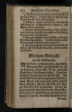 Morgen-Andacht an der Mittwoche.