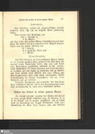 Färben des Holzes in seiner ganzen Masse