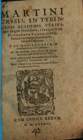 Animadversiones in Grammaticam latinam Frischlinii : Libri duo