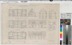 Hiltrup (Münster) Doppelhäuser Rohrkampstraße Grundrisse, Schnitte, Ansichten 1970 1 : 100 41,5 x 58,5 Zeichnung Wohnungsgesellschaft Münsterland