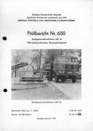 Schüttgutannahmeförderer SAF 10