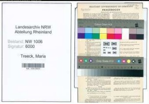 Entnazifizierung Maria Van Treeck , geb. 30.09.1884 ()
