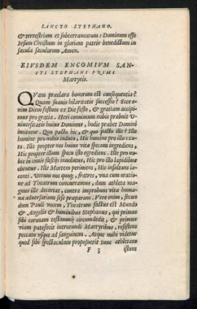 Eiusdem Encomium Sancti Stephani Primi Martyris.