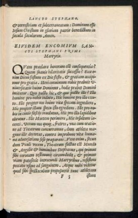 Eiusdem Encomium Sancti Stephani Primi Martyris.