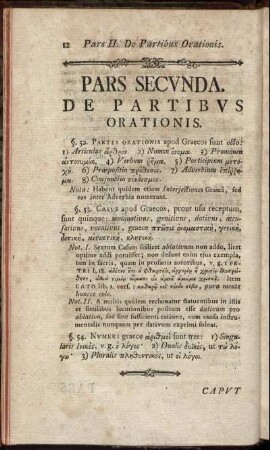Pars Secunda. De Partibus Orationis.