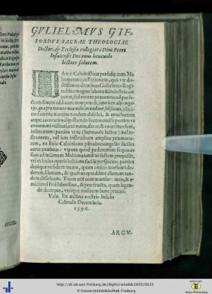 Gulielmus Giffordus sacrae theologiae doctor…