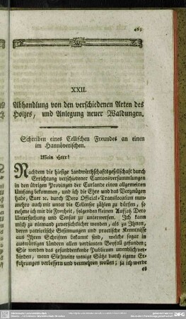 Abhandlung von den verschiedenen Arten des Holzes, und Anlegung neuer Waldungen