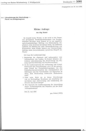 Drucksachen 3001-3300: Anträge, Anfragen, Gesetzentwürfe
