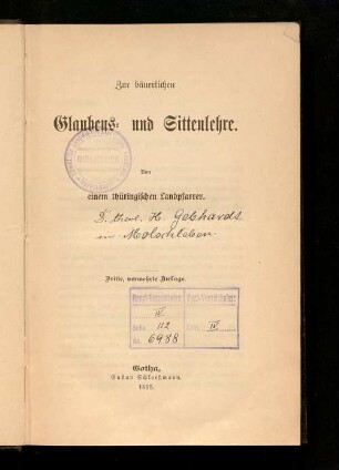 Zur bäuerlichen Glaubens- und Sittenlehre