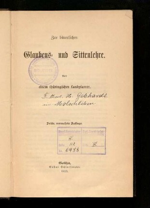 Zur bäuerlichen Glaubens- und Sittenlehre