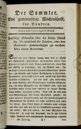 Neun und zwanzigstes Stück.