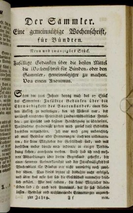 Neun und zwanzigstes Stück.