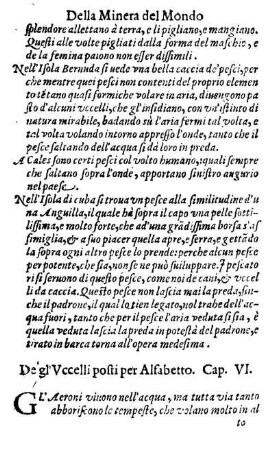 De gl' Vccelli posti per Alfabetto. Cap. VI.