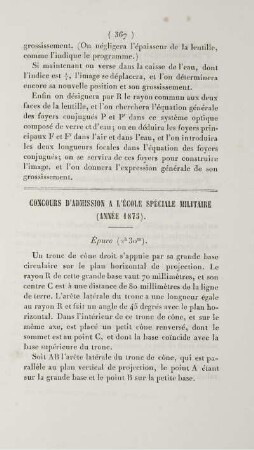 Concours d'admission a l'école spéciale militaire (Année 1875).